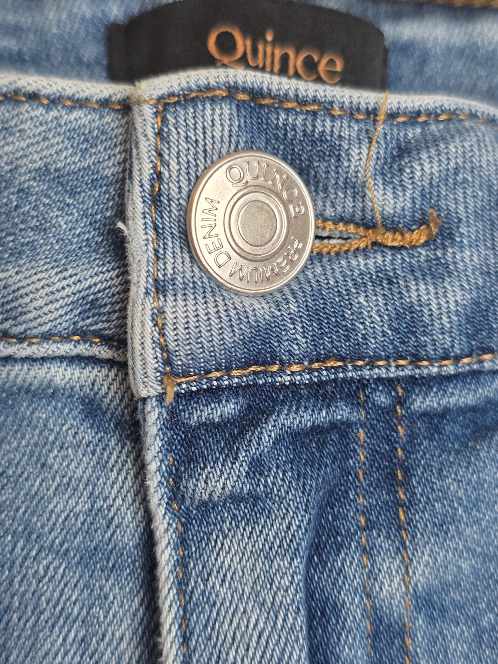 Quince Bella Stretch High Rise Kick Flare Jeans Size 32 Medium Wash - Picture 8 of 16